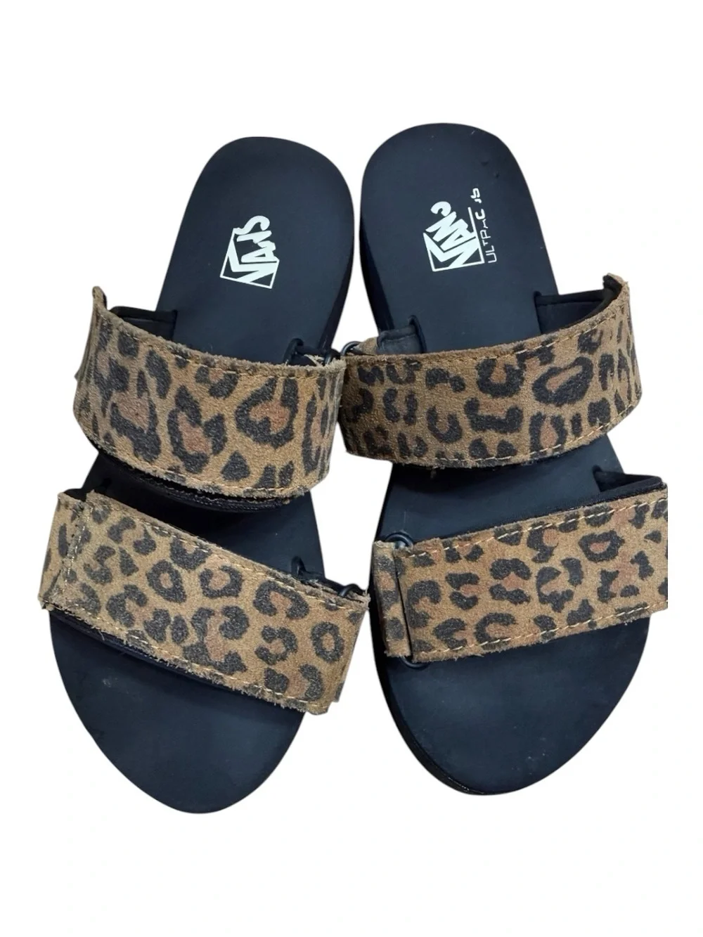 Vans Leopard Print Platform Slide Sandals 7